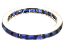 Art Deco Narrow Platinum Eternity Ring Set With Sapphires 10 Art Deco Narrow Platinum Eternity Ring Set With Sapphires -Antique Jewellery Company DSC07531 copy