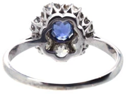 Platinum, Diamond & Sapphire Cluster Ring 10 Platinum, Diamond & Sapphire Cluster Ring -Antique Jewellery Company DSC07538