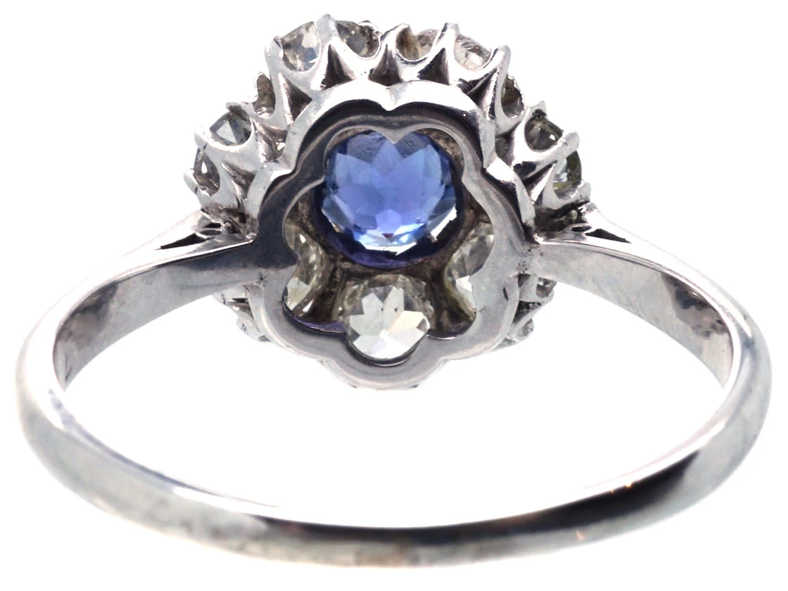 Platinum, Diamond & Sapphire Cluster Ring 6 Platinum, Diamond & Sapphire Cluster Ring - Image 4