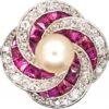 Early 20th Century Platinum, Ruby, Diamond & Natural Pearl Catherine Wheel Ring -Antique Jewellery Company DSC07549 scaled 1