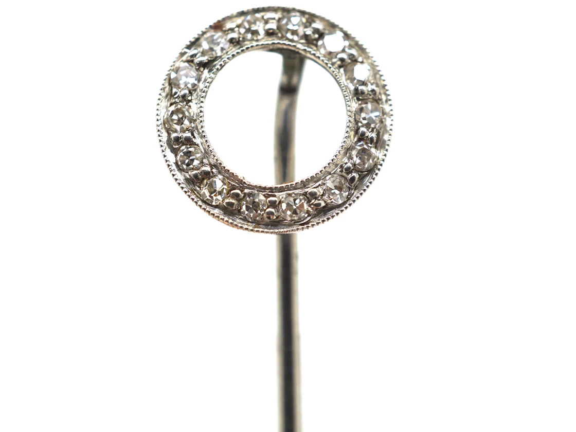 Art Deco Platinum & Diamond Set Winning Post Tie Pin 3 Art Deco Platinum & Diamond Set Winning Post Tie Pin