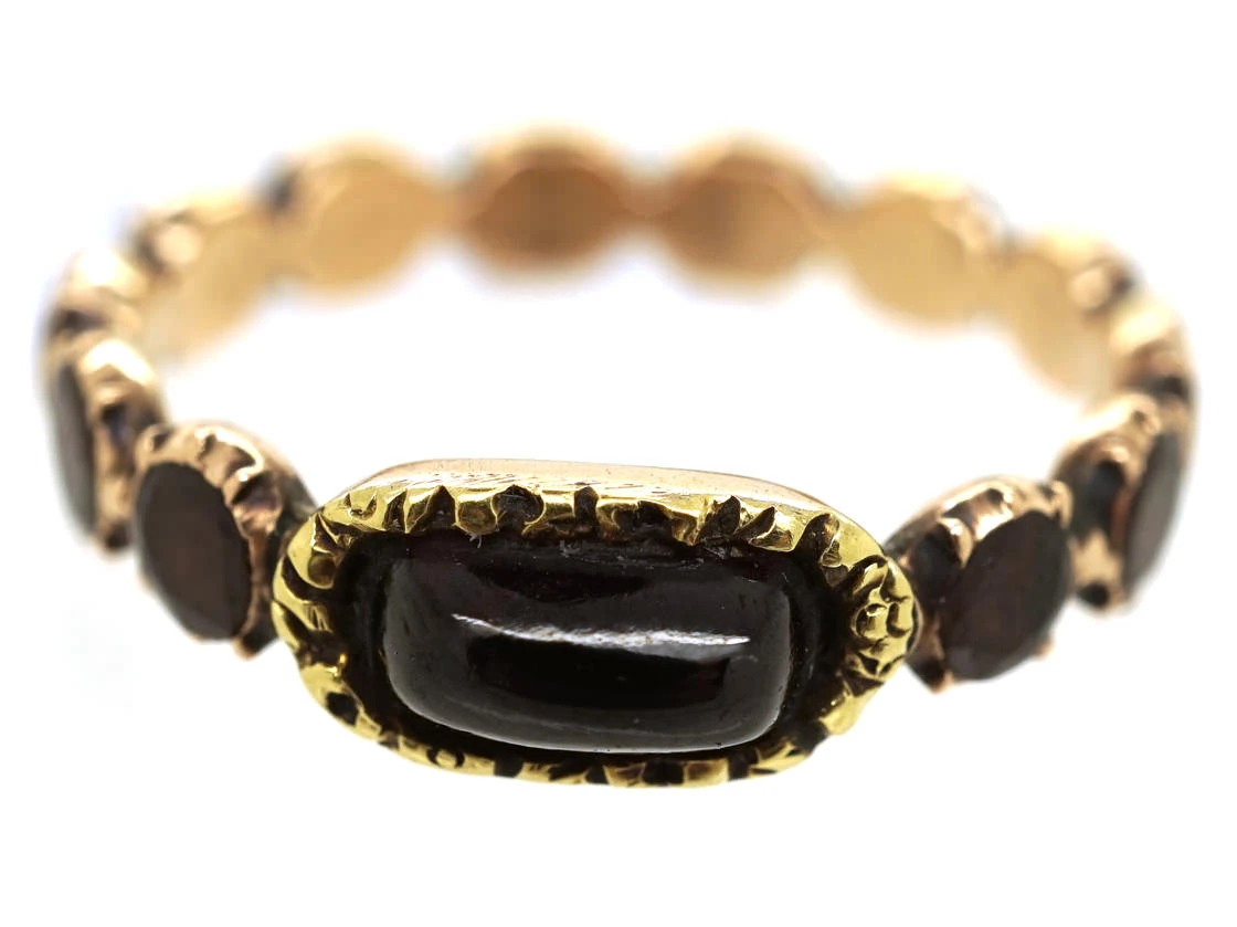 Georgian Flat Cut & Cabochon Garnet Eternity Ring 8 Georgian Flat Cut & Cabochon Garnet Eternity Ring - Image 6