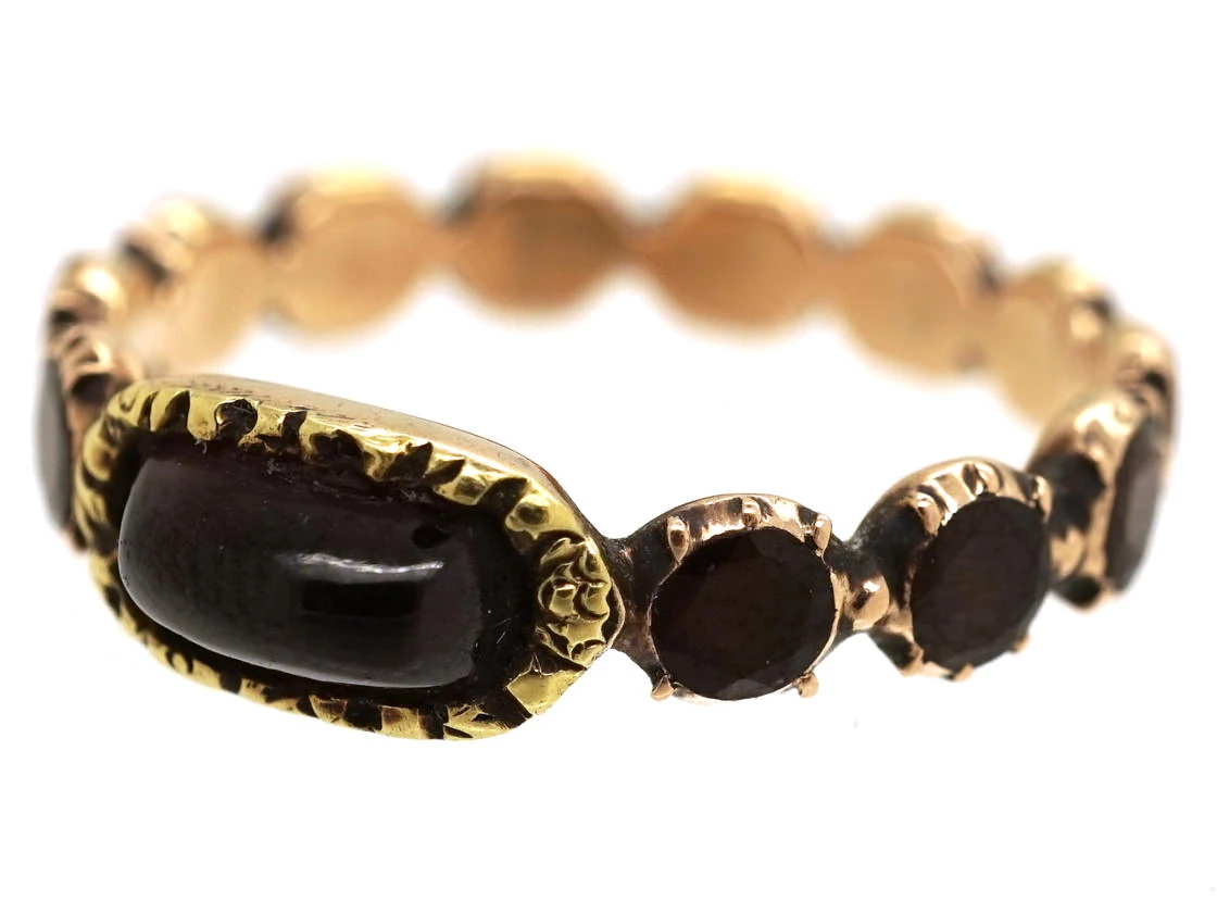 Georgian Flat Cut & Cabochon Garnet Eternity Ring 9 Georgian Flat Cut & Cabochon Garnet Eternity Ring - Image 7