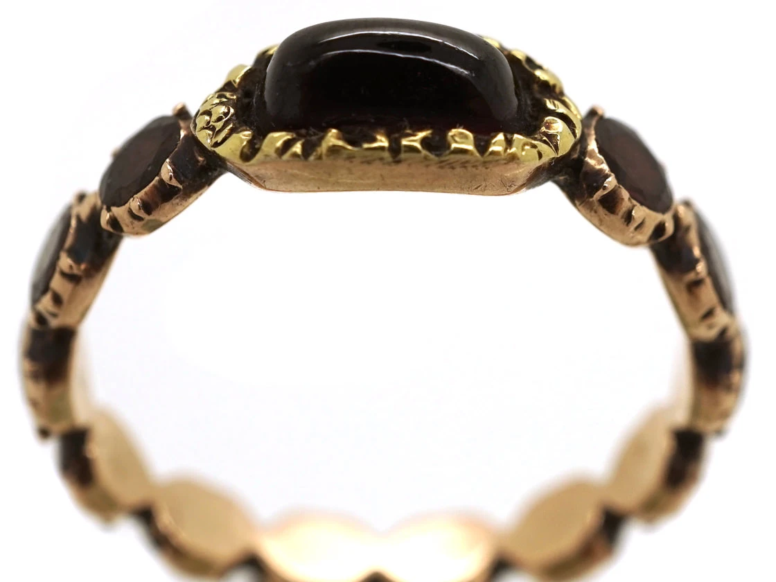 Georgian Flat Cut & Cabochon Garnet Eternity Ring 4 Georgian Flat Cut & Cabochon Garnet Eternity Ring - Image 2