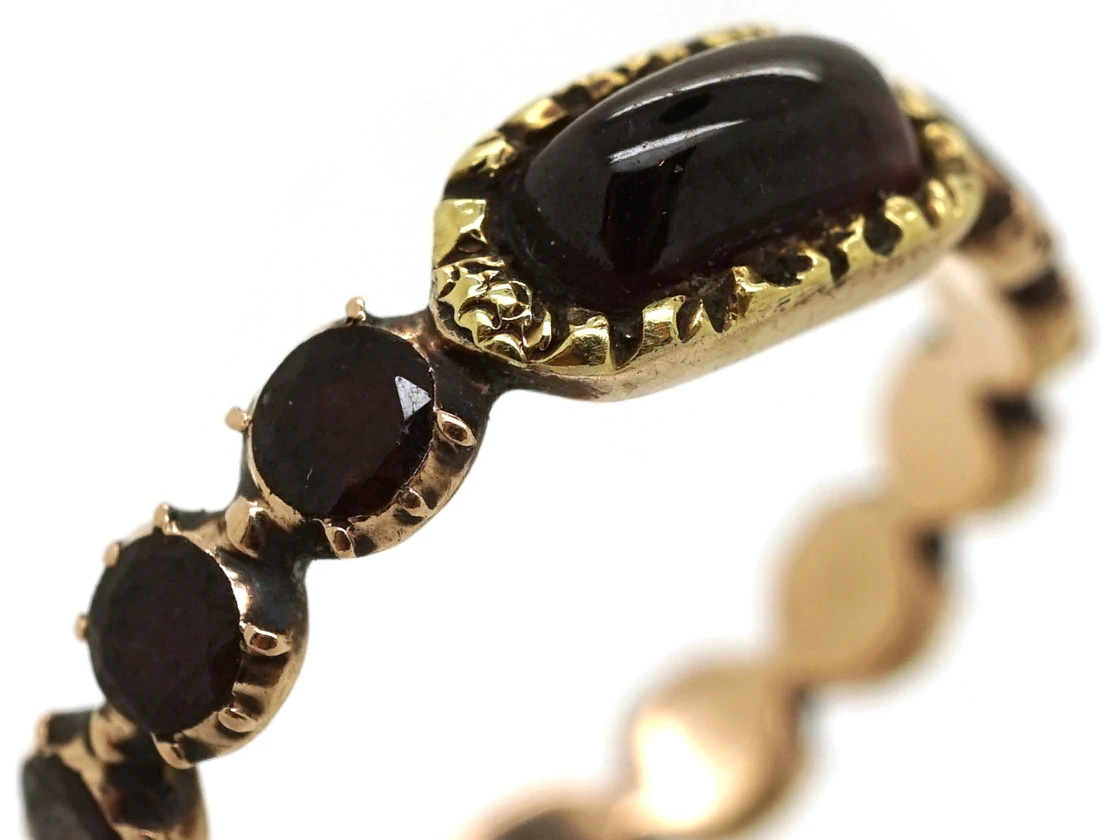 Georgian Flat Cut & Cabochon Garnet Eternity Ring 5 Georgian Flat Cut & Cabochon Garnet Eternity Ring - Image 3