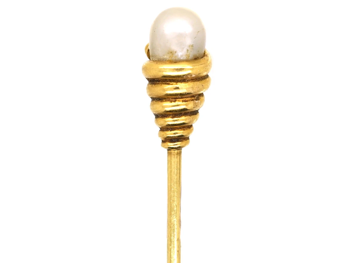 Victorian 18ct Gold Coiled Snake Tie Pin Set With A Natural Pearl 3 Victorian 18ct Gold Coiled Snake Tie Pin Set With A Natural Pearl