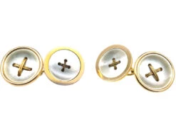 Edwardian 15ct Gold & Mother Of Pearl Button Cufflinks