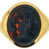 Early 20th Century 18ct Gold Signet Ring With Bloodstone Intaglio Of A Huntsman 1 Early 20th Century 18ct Gold Signet Ring With Bloodstone Intaglio Of A Huntsman -Antique Jewellery Company DSC07622 copy