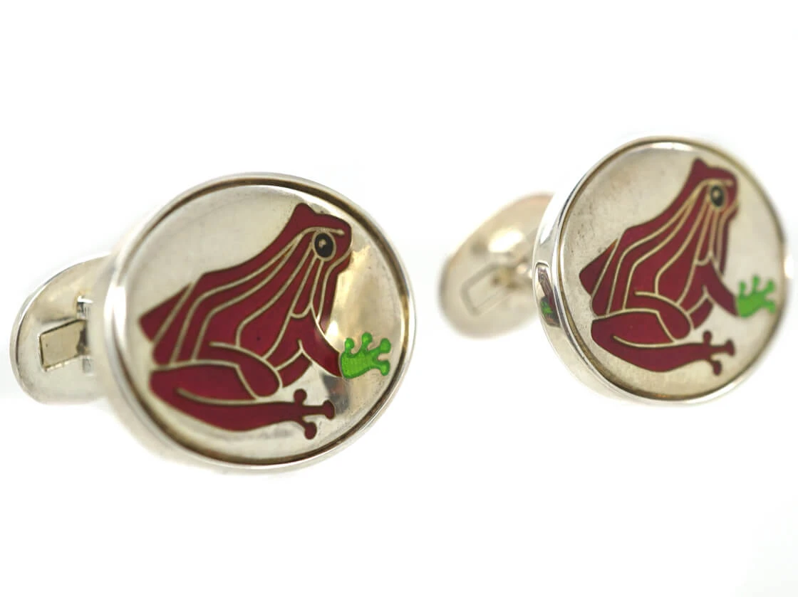Silver Red Frog Cufflinks By Roger Doyle 4 Silver Red Frog Cufflinks By Roger Doyle - Image 2