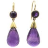 Edwardian 15ct Gold & Amethyst Pear Shaped Drop Earrings 2 Edwardian 15ct Gold & Amethyst Pear Shaped Drop Earrings -Antique Jewellery Company DSC07714