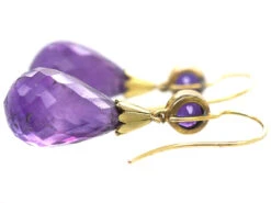 Edwardian 15ct Gold & Amethyst Pear Shaped Drop Earrings 9 Edwardian 15ct Gold & Amethyst Pear Shaped Drop Earrings -Antique Jewellery Company DSC07717