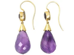 Edwardian 15ct Gold & Amethyst Pear Shaped Drop Earrings 10 Edwardian 15ct Gold & Amethyst Pear Shaped Drop Earrings -Antique Jewellery Company DSC07719