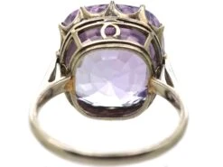Art Deco Platinum Solitaire Ring Set With A Large Lilac Unheated Ceylon Sapphire -Antique Jewellery Company DSC07729