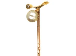 Edwardian Pearl & Diamond Sprig Tie Pin