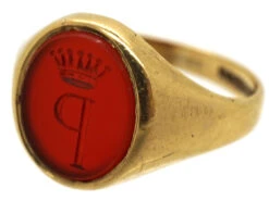 Gold & Carnelian Signet Ring With P & Coronet Intaglio -Antique Jewellery Company DSC07738