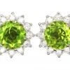 18ct White Gold, Peridot & Diamond Cluster Earrings -Antique Jewellery Company DSC07739 scaled 1