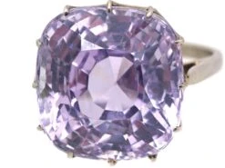 Art Deco Platinum Solitaire Ring Set With A Large Lilac Unheated Ceylon Sapphire -Antique Jewellery Company DSC07741