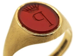 Gold & Carnelian Signet Ring With P & Coronet Intaglio -Antique Jewellery Company DSC07747