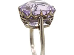 Art Deco Platinum Solitaire Ring Set With A Large Lilac Unheated Ceylon Sapphire -Antique Jewellery Company DSC07750