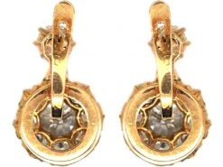Edwardian 18ct Gold, Diamond Cluster Earrings With A Diamond Above -Antique Jewellery Company DSC07791