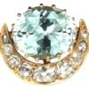 Retro 14ct Gold Crescent Ring Set With An Aquamarine & Diamonds