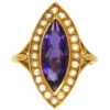 Edwardian 15ct Gold, Amethyst & Natural Split Pearl Marquise Ring By Murrle Bennett -Antique Jewellery Company DSC07813