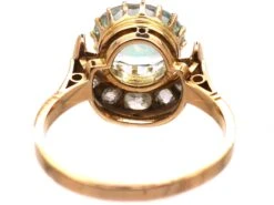 Retro 14ct Gold Crescent Ring Set With An Aquamarine & Diamonds 10 Retro 14ct Gold Crescent Ring Set With An Aquamarine & Diamonds -Antique Jewellery Company DSC07818 1