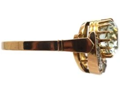 Retro 14ct Gold Crescent Ring Set With An Aquamarine & Diamonds 11 Retro 14ct Gold Crescent Ring Set With An Aquamarine & Diamonds -Antique Jewellery Company DSC07827