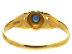 Edwardian 18ct Gold Heart And Hands Fede Ring Set With A Sapphire -Antique Jewellery Company DSC07827 copy
