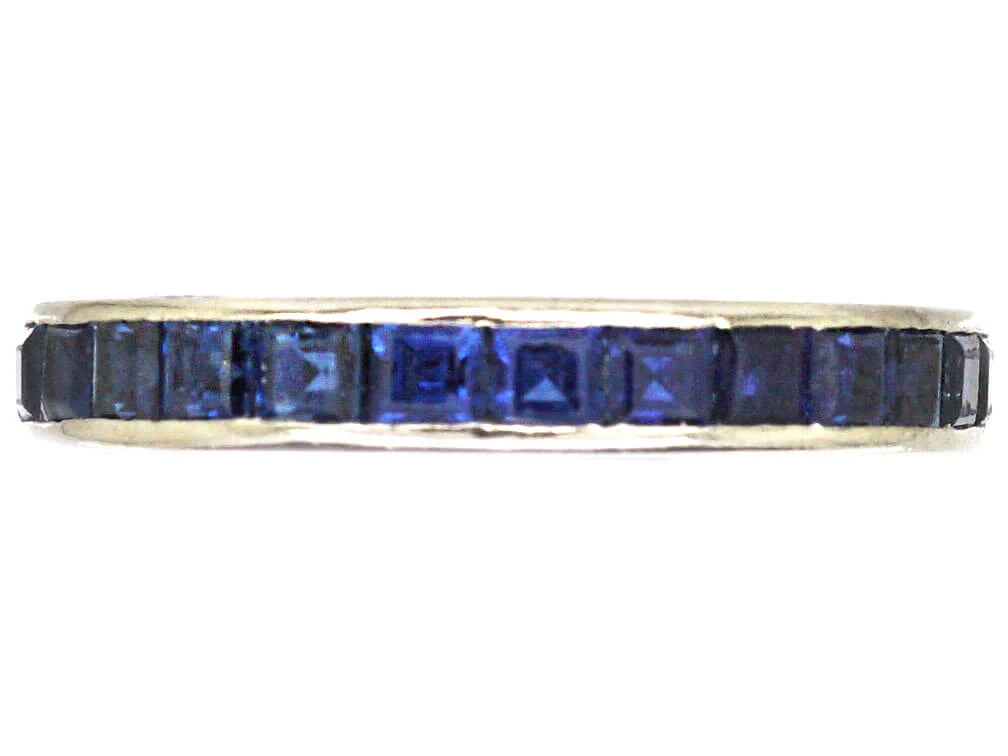 Early 20th Century 18ct White Gold Eternity Ring Set With Sapphires 3 Early 20th Century 18ct White Gold Eternity Ring Set With Sapphires