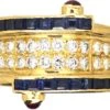 1970s 18ct Gold Ring By Boucheron Set With Sapphires Diamonds & Cabochon Rubies -Antique Jewellery Company DSC07846