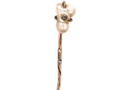 Edwardian Baroque Pearl Set With A Rose Diamond Tie Pin