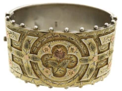 Victorian Silver Gilt Bangle With Rose Motif 17 Victorian Silver Gilt Bangle With Rose Motif -Antique Jewellery Company DSC07884 1