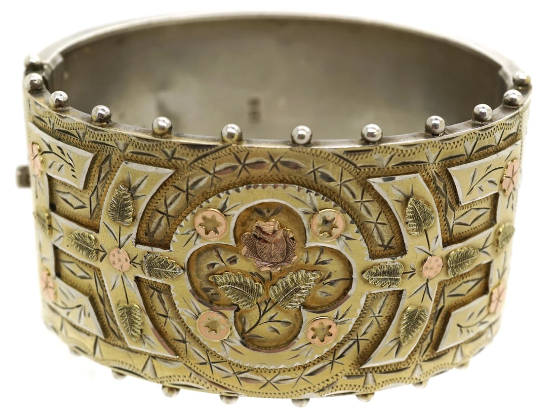 Victorian Silver Gilt Bangle With Rose Motif 10 Victorian Silver Gilt Bangle With Rose Motif - Image 8