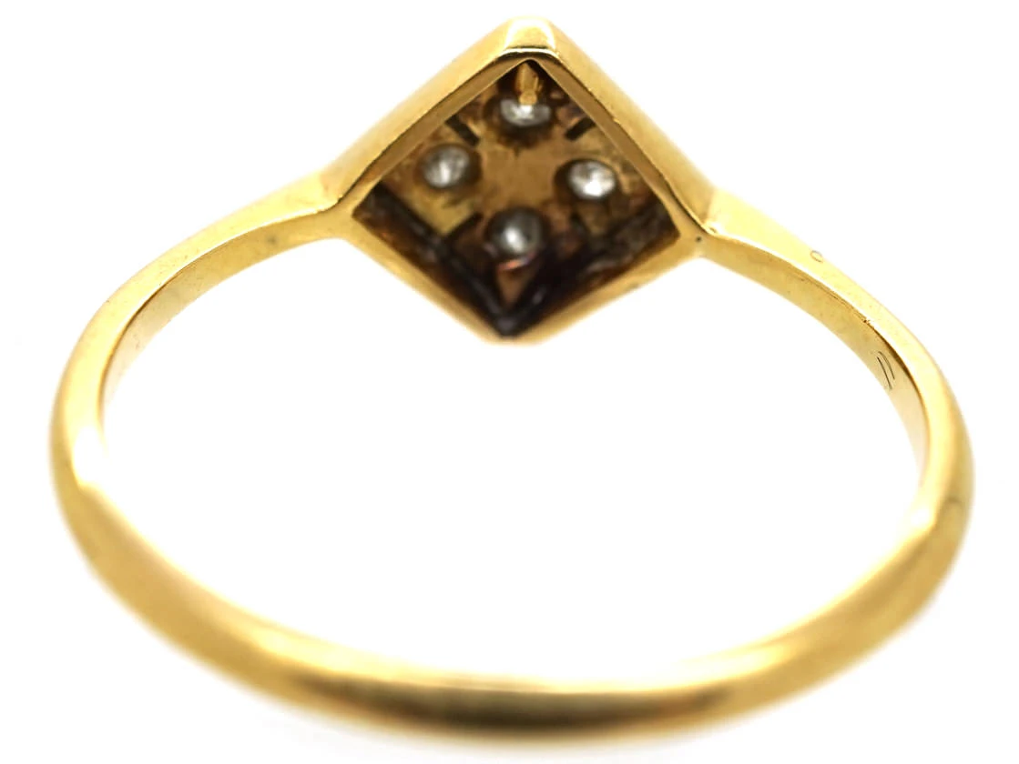 Art Deco 18ct Gold & Platinum Diamond Shaped Diamond Ring 9 Art Deco 18ct Gold & Platinum Diamond Shaped Diamond Ring - Image 7