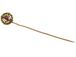 French Belle Epoque 18ct Gold & Ruby Wreath Tie Pin 10 French Belle Epoque 18ct Gold & Ruby Wreath Tie Pin -Antique Jewellery Company DSC07901