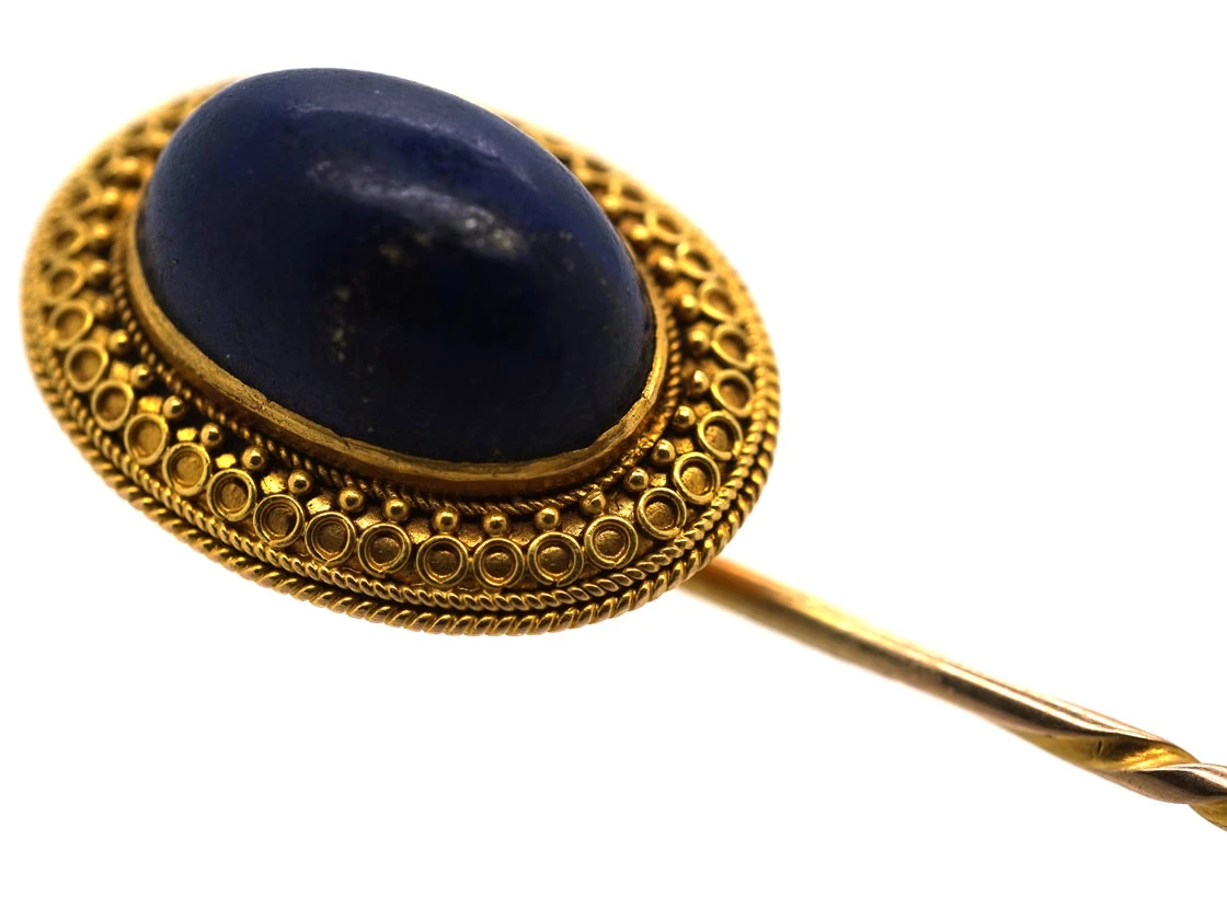 Victorian 18ct Gold & Lapis Lazuli Tie Pin 6 Victorian 18ct Gold & Lapis Lazuli Tie Pin - Image 4