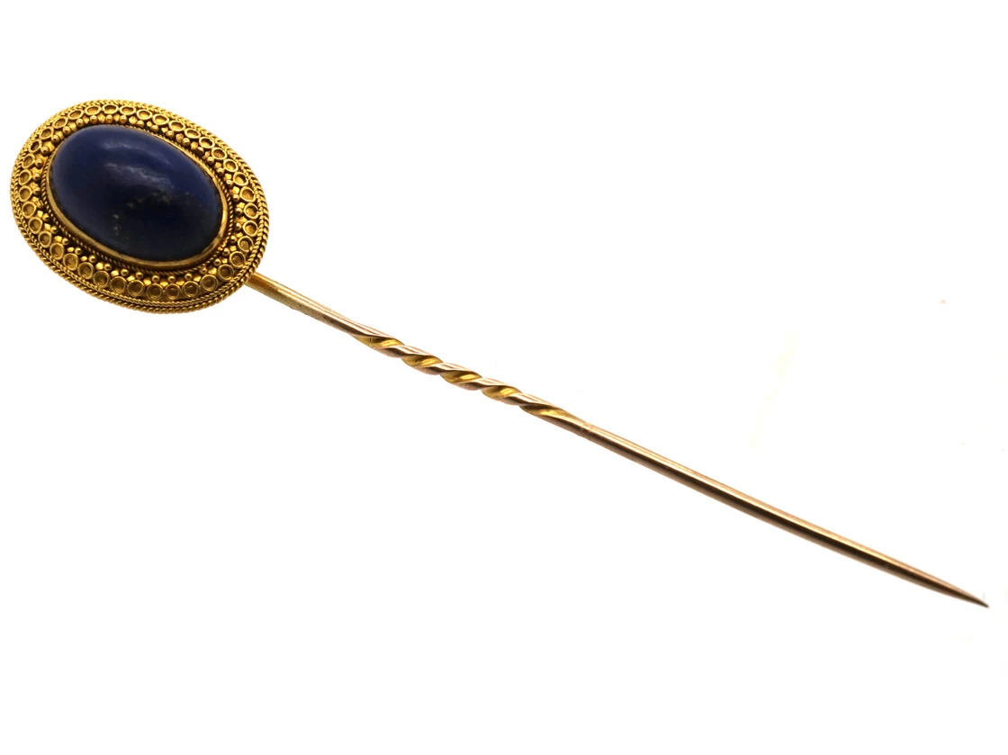 Victorian 18ct Gold & Lapis Lazuli Tie Pin 7 Victorian 18ct Gold & Lapis Lazuli Tie Pin - Image 5