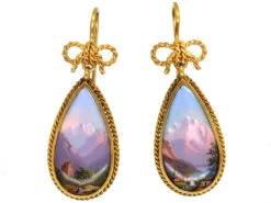 15ct Gold Swiss Enamel Drop Earrings