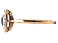 Art Deco 18ct Gold & Platinum, Diamond & Montana Sapphire Octagonal Ring 15 Art Deco 18ct Gold & Platinum, Diamond & Montana Sapphire Octagonal Ring -Antique Jewellery Company DSC07943