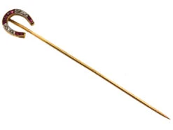 Edwardian 15ct Gold Ruby & Rose Diamond Horse Shoe Tie Pin 9 Edwardian 15ct Gold Ruby & Rose Diamond Horse Shoe Tie Pin -Antique Jewellery Company DSC07969