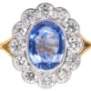 18ct Gold & Platinum, Ceylon Sapphire & Diamond Cluster Ring 2 18ct Gold & Platinum, Ceylon Sapphire & Diamond Cluster Ring -Antique Jewellery Company DSC07983