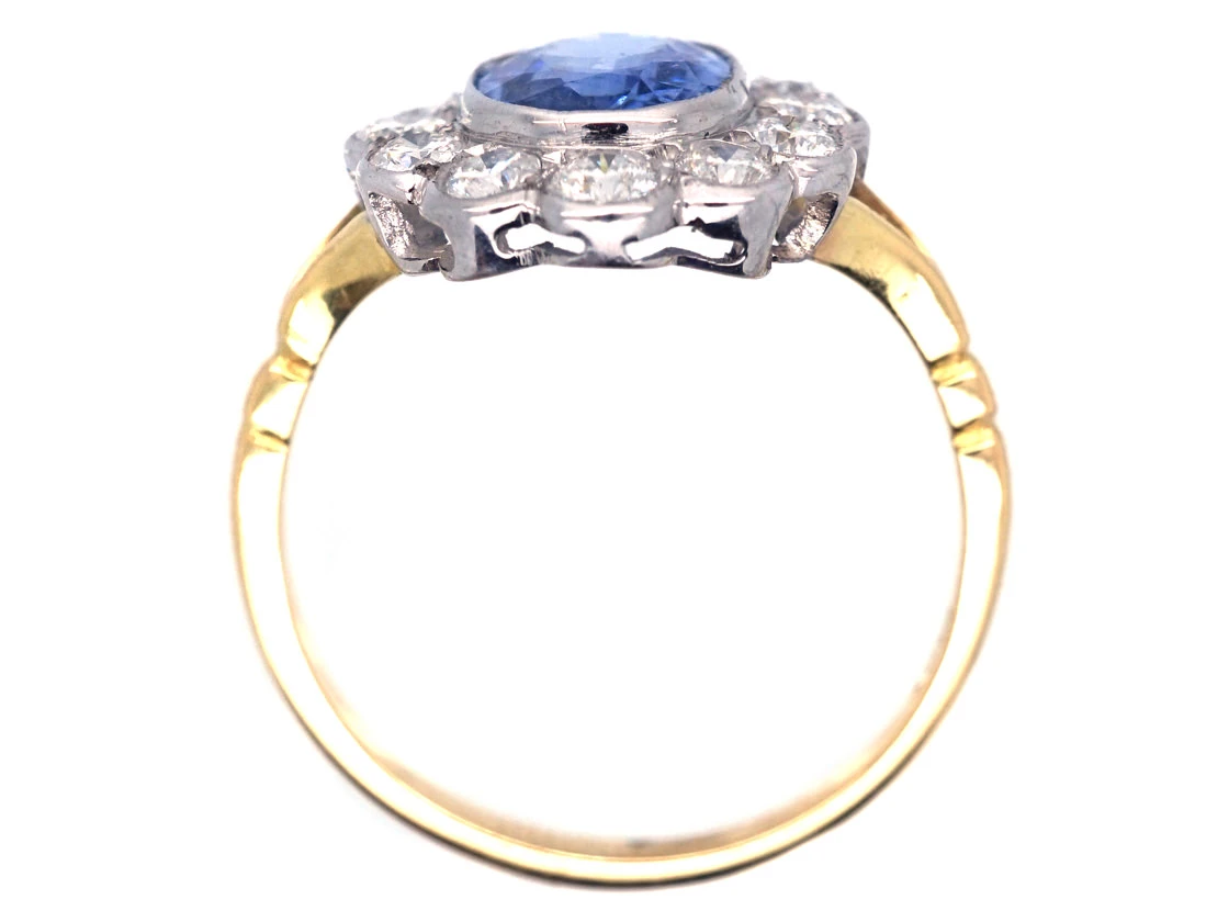 18ct Gold & Platinum, Ceylon Sapphire & Diamond Cluster Ring 6 18ct Gold & Platinum, Ceylon Sapphire & Diamond Cluster Ring - Image 4