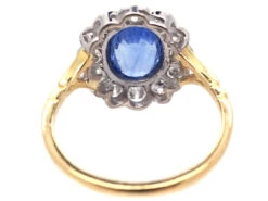 18ct Gold & Platinum, Ceylon Sapphire & Diamond Cluster Ring 14 18ct Gold & Platinum, Ceylon Sapphire & Diamond Cluster Ring -Antique Jewellery Company DSC07993