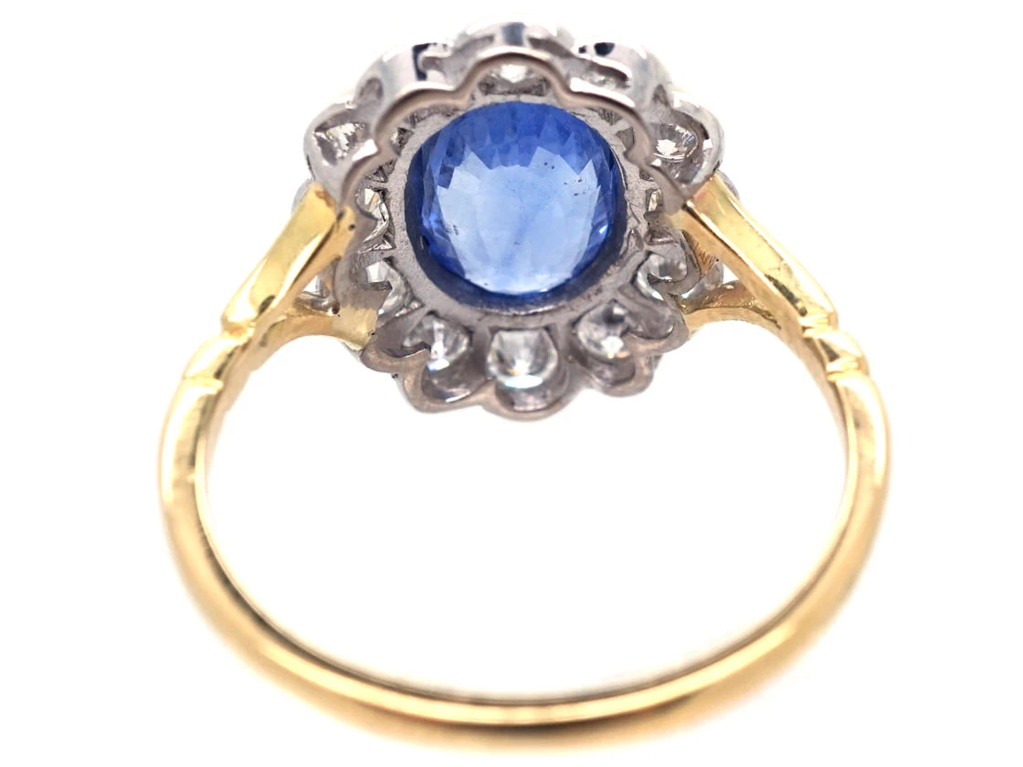 18ct Gold & Platinum, Ceylon Sapphire & Diamond Cluster Ring 7 18ct Gold & Platinum, Ceylon Sapphire & Diamond Cluster Ring - Image 5