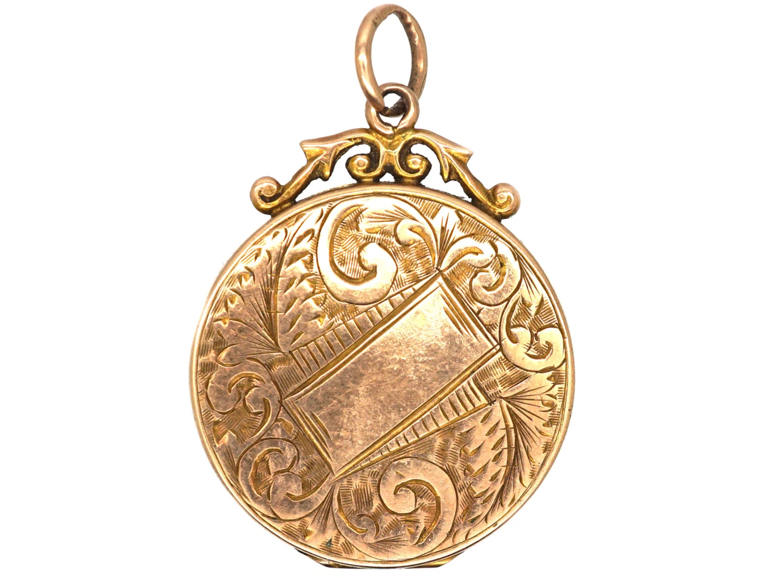 Edwardian 9ct Gold Round Locket With Engraved Detail 3 Edwardian 9ct Gold Round Locket With Engraved Detail