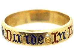 Victorian 18ct Gold Enamelled In Love Abide Till Death Deride Wedding Ring -Antique Jewellery Company DSC07995 copy