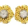 1970s Clip On 18ct Gold & Diamond Flower Earrings 1 1970s Clip On 18ct Gold & Diamond Flower Earrings -Antique Jewellery Company DSC08007 scaled 1