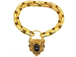 15ct Gold Bracelet With Cabochon Garnet Padlock