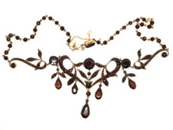 Art Nouveau Triple Drop Garnet Necklace 10 Art Nouveau Triple Drop Garnet Necklace -Antique Jewellery Company DSC08033 2